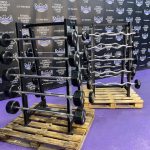 Troy Urethane 20-110 lb Ez Curl & Straight Bar Matching Set Package w / Hammer Strength Racks