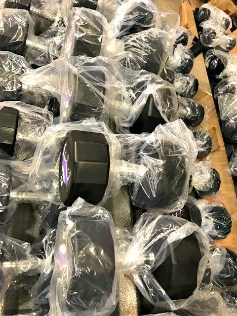 IMG_9484.jpg BRAND NEW Empire 12-Sided Prostyle Rubber Dumbbell Set 5-100 lbs.