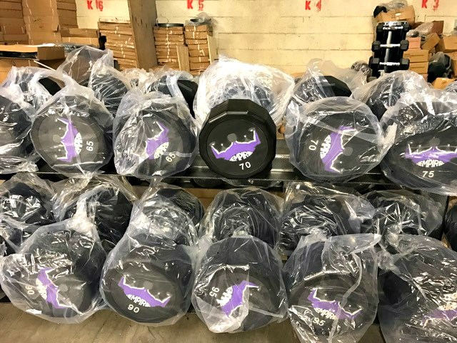 IMG_9488.jpg BRAND NEW Empire 12-Sided Prostyle Rubber Dumbbell Set 5-100 lbs.