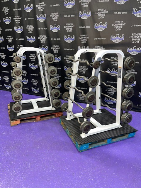 web11-2-8.jpg Ivanko 20-110 lb. EZ Curl & Straight Bar Package w/Precor Icarian Racks