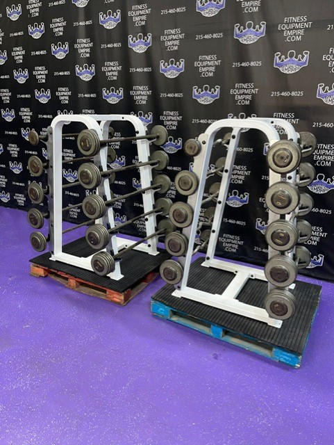 web14-1-4.jpg Ivanko 20-110 lb. EZ Curl & Straight Bar Package w/Precor Icarian Racks