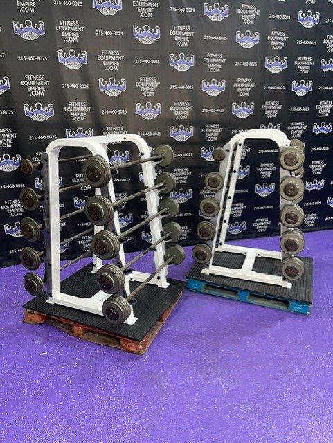 web15-1-5.jpg Ivanko 20-110 lb. EZ Curl & Straight Bar Package w/Precor Icarian Racks