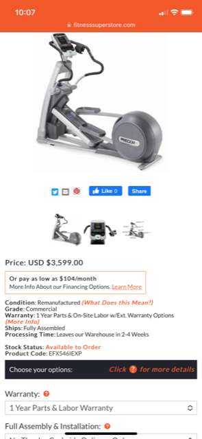 web23-1.png Precor 546i Ellipticals w/Adjustable CrossRamp – Surplus Priced to Sell