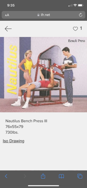 web26.png Nautilus First Generation Chain Driven Low Friction Chest Press w/360 lb. Stack – RARE