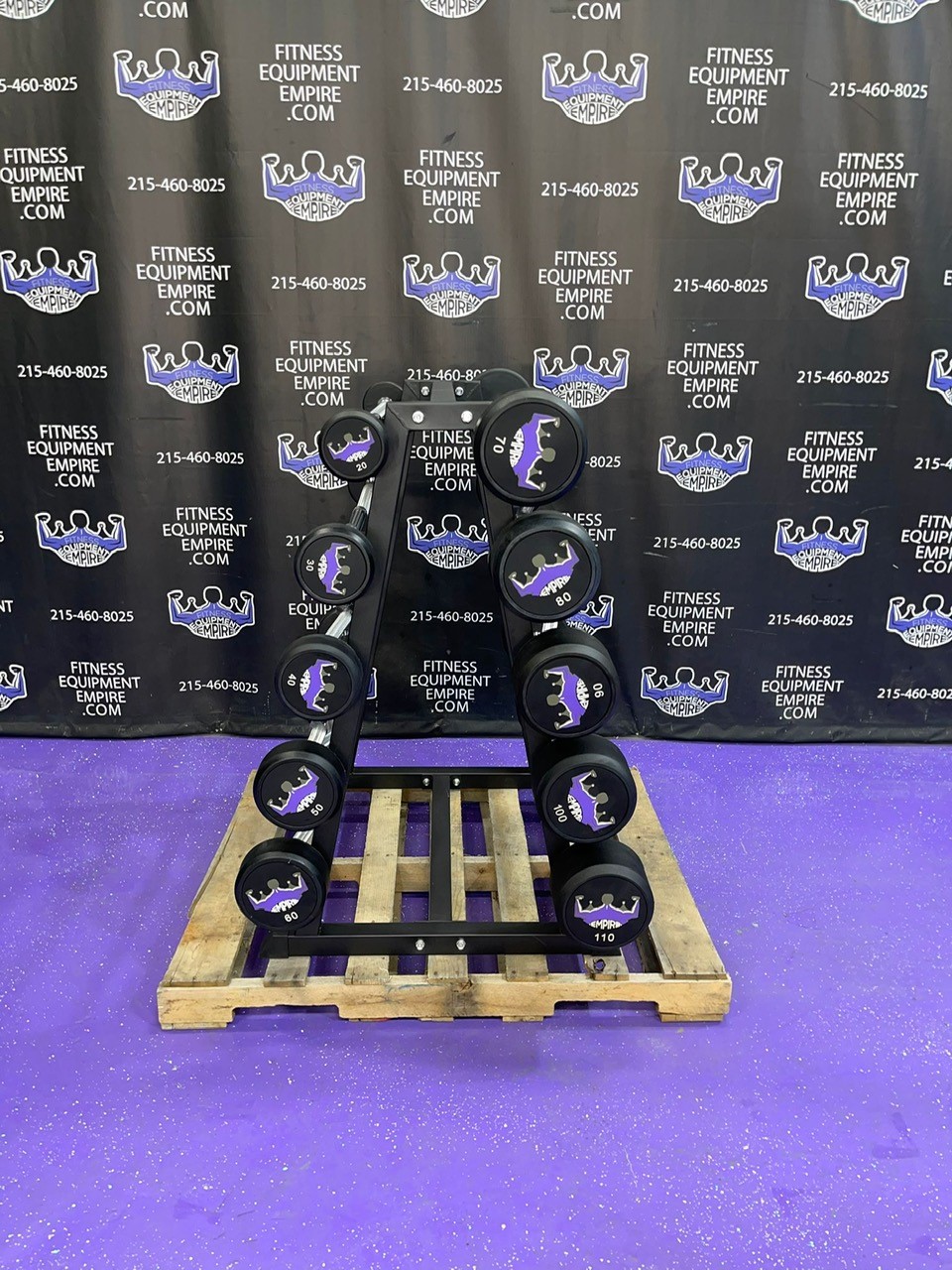 web35-2-3.jpg BRAND NEW Empire Rubber Fixed EZ Curl Bar Set 20-110 lbs. in 10’s w/Rack