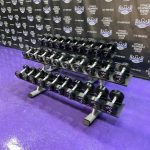 5-100 lb. Rubber Covered Dumbbell Set w/2 Matching Precor Racks