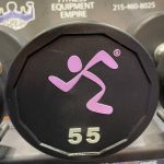 5-100 lb. Rubber Covered Dumbbell Set w/2 Matching Precor Racks