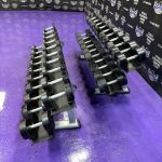 5-100 lb. Rubber Covered Dumbbell Set w/2 Matching Precor Racks