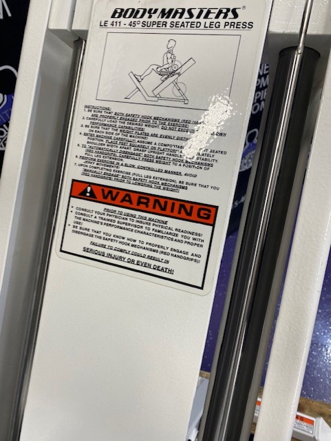web4-29 Bodymasters LE 411 45 Degree Super Seated Leg Press – RARE