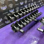 5-100 lb. Rubber Covered Dumbbell Set w/2 Matching Precor Racks