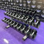 5-100 lb. Rubber Covered Dumbbell Set w/2 Matching Precor Racks