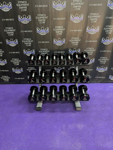 web5-2-9.jpg TAG URETHANE 5-50 lb. Dumbbell Set w/Precor Rack – CLEAN