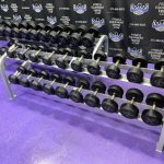 TAG Rubber Round 5-120 lb. Dumbbell Set w/3 Racks