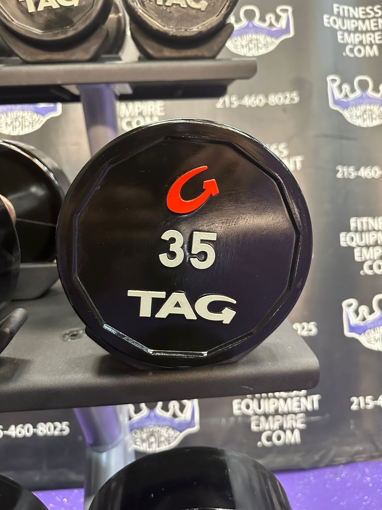 web6-2-9.jpg TAG URETHANE 5-50 lb. Dumbbell Set w/Precor Rack – CLEAN