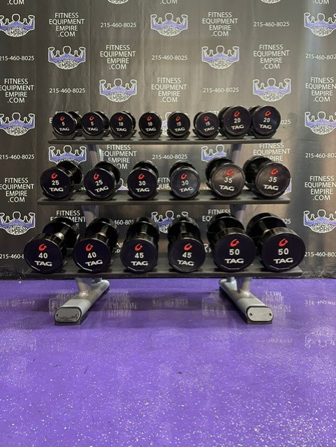 web7-2-8.jpg TAG URETHANE 5-50 lb. Dumbbell Set w/Precor Rack – CLEAN
