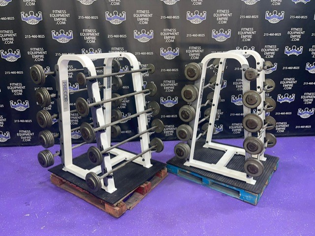 web8-2-9.jpg Ivanko 20-110 lb. EZ Curl & Straight Bar Package w/Precor Icarian Racks